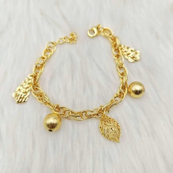 Luxury Gold Color Bangles Noble Women's Stainless Steel Jewelry Zircon Pendant Handmade Link Chain For African Party Wedding