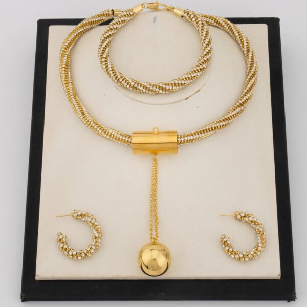 2025 Africa Punk Style 3Pcs Jewelry Set Gold Color Necklace Earring Bracelet For Women Girl Gift For Party Banquet Wedding