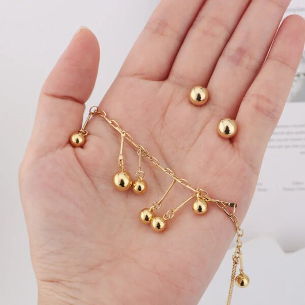 NKLS Newest Stainless Steel Gold Color Glossy Little Pearl Necklace Earrings For Women Girl Gift For Party Exquisite Jewelry Set